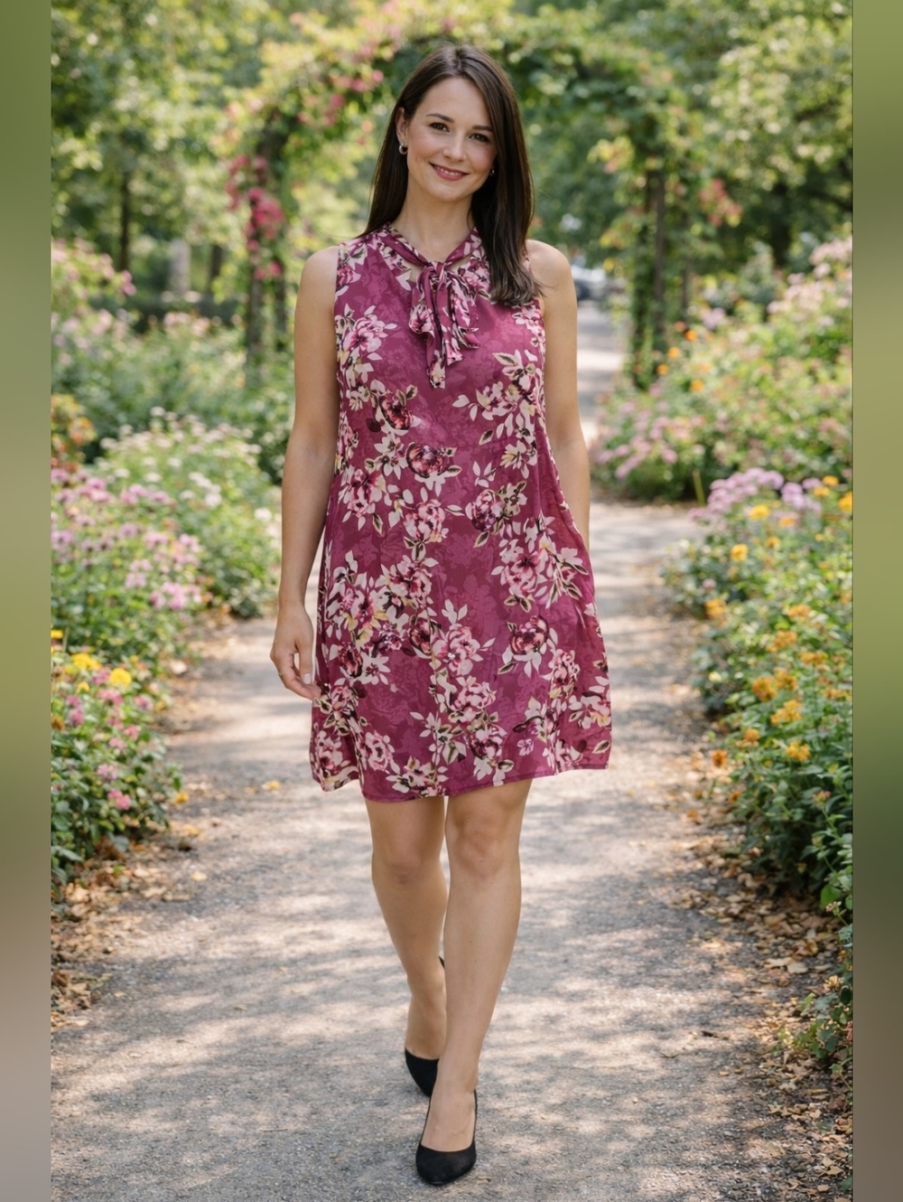 White House Black Market Sleeveless Pink Floral Mini Dress Size 14P